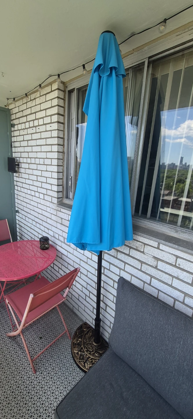 Outsunny 9ft Round Patio Umbrella - Teal with 20lb support base - photo 2