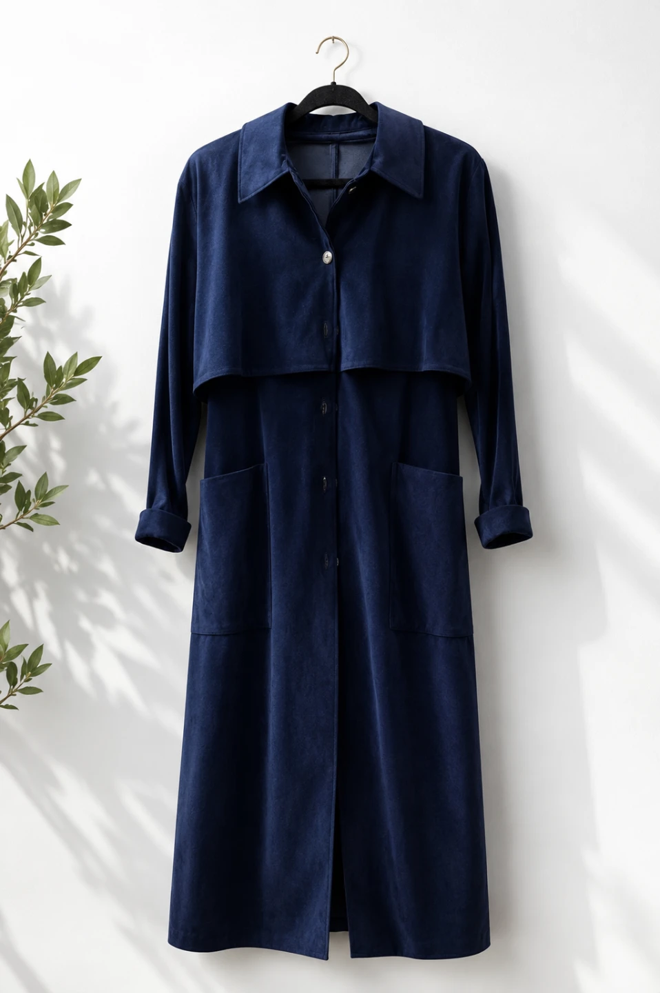 ✨ Elegant Designer-Inspired Navy Duster – Like New