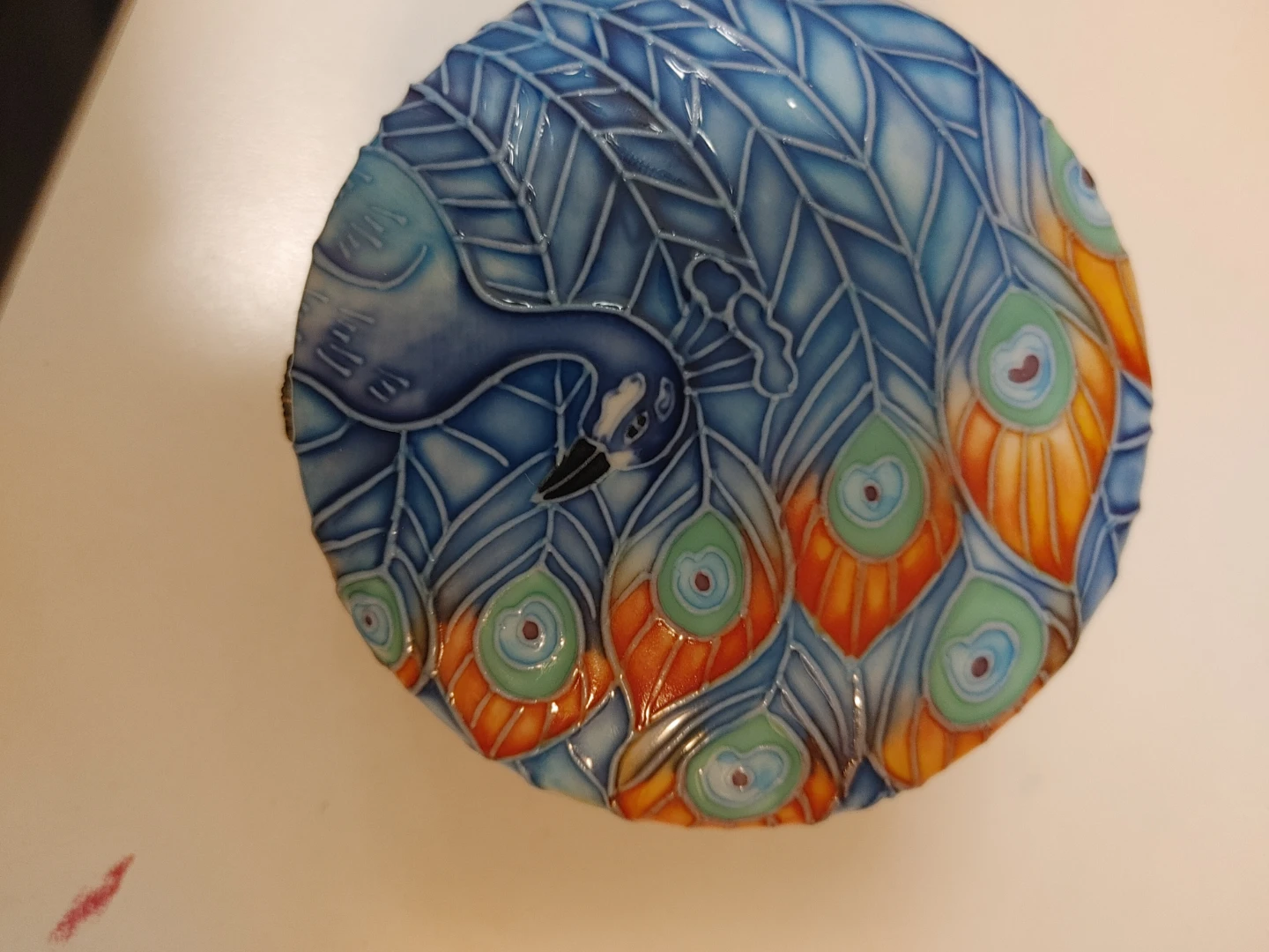 Bertaya Hinged Trinket Box - Peacock Design