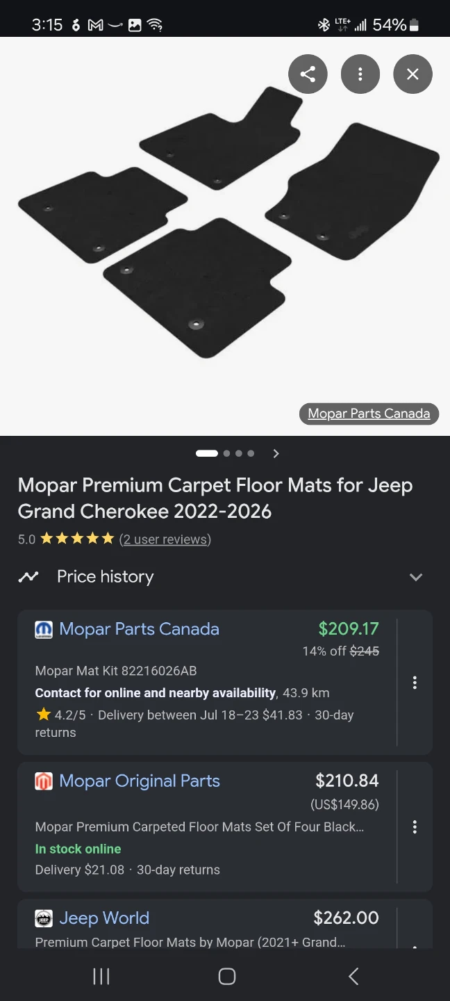 Original Floor Mats for Jeep Grand Cherokee 2023 - photo 2