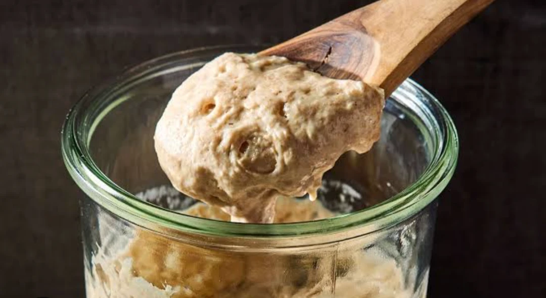 Glass Jar with Sourdough Starter