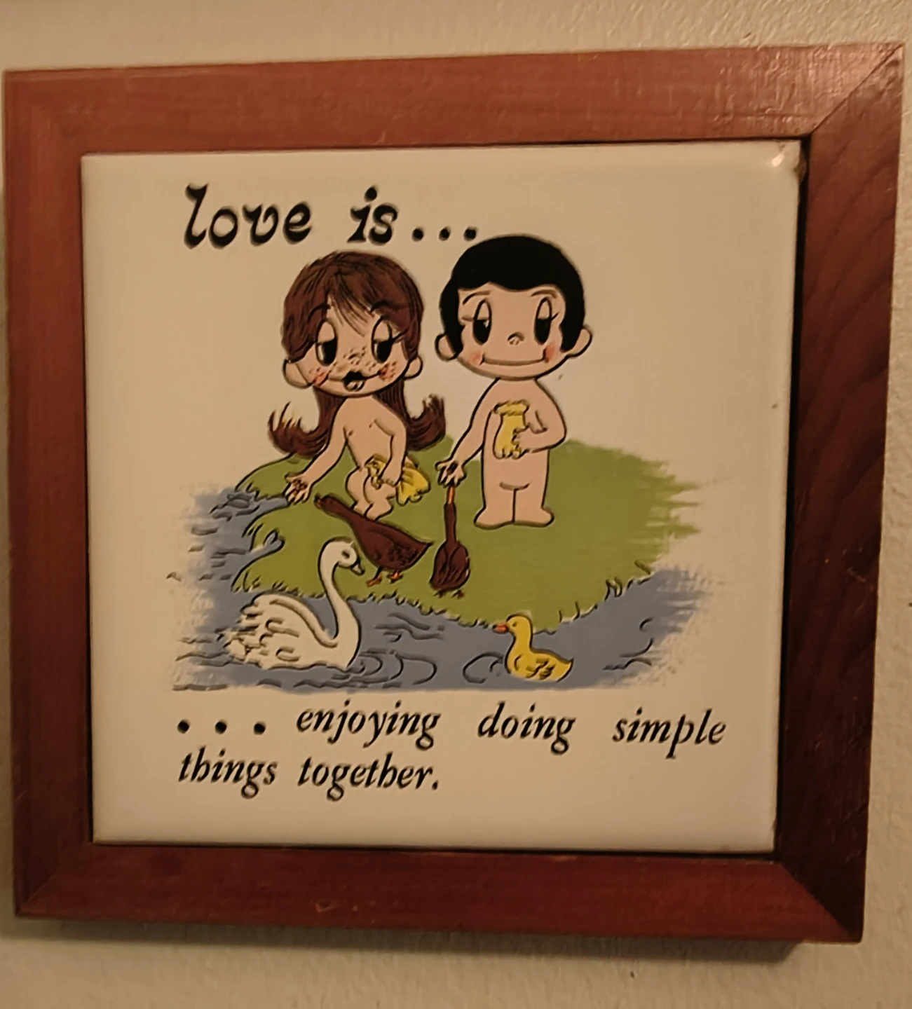 Vintage "Love Is..." Ceramic Tile in Wood Frame - photo 2