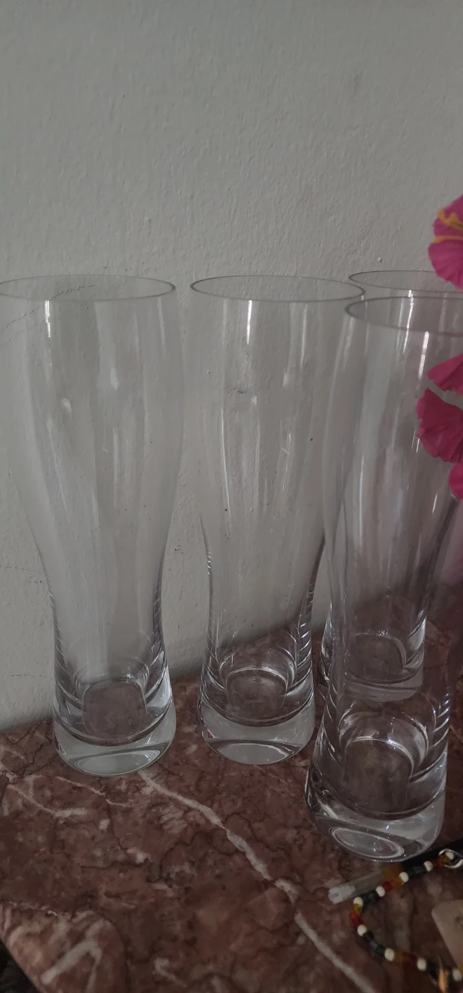Set of 6 Clear Glass Beer Glasses