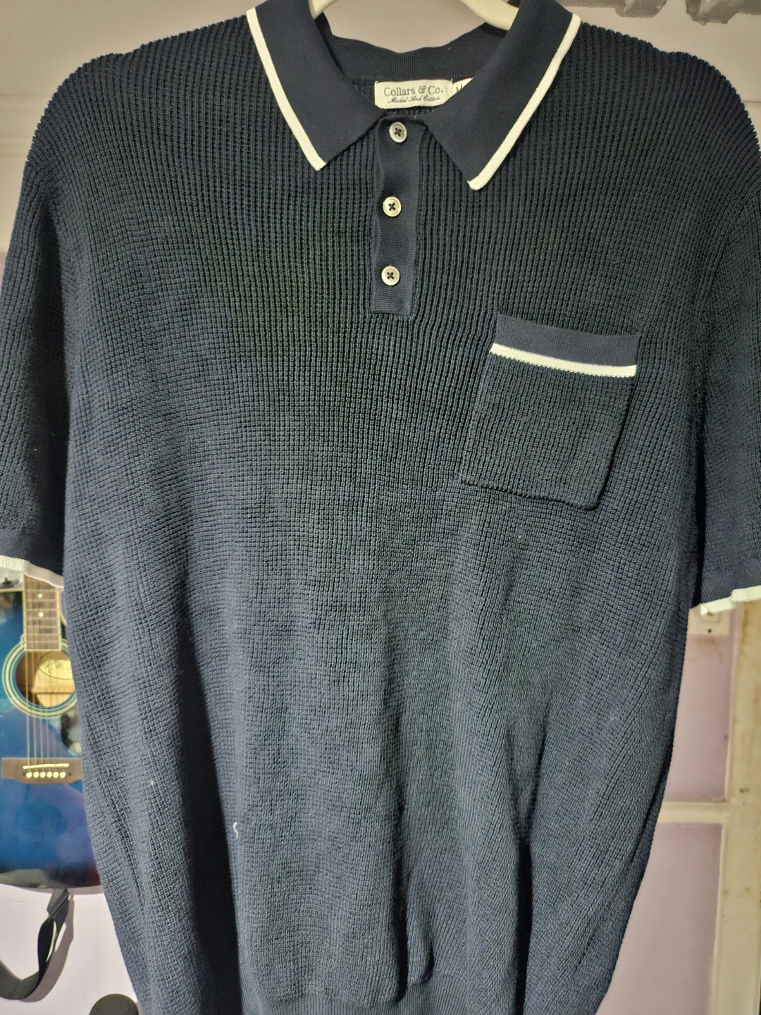 Collars & Co. Modal and Cotton Polo Shirt - Navy - Size M - photo 2