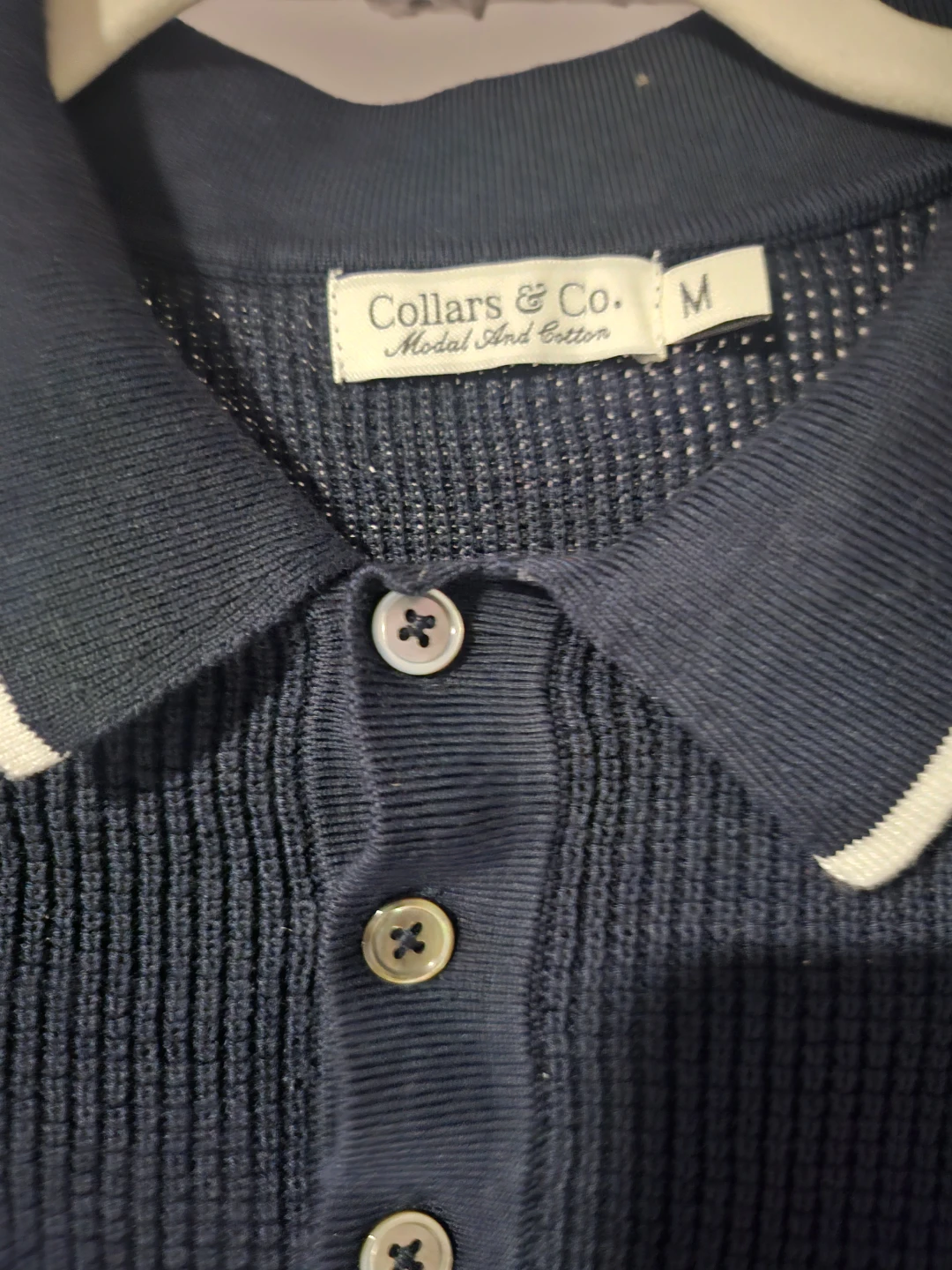 Collars & Co. Modal and Cotton Polo Shirt - Navy - Size M - photo 4