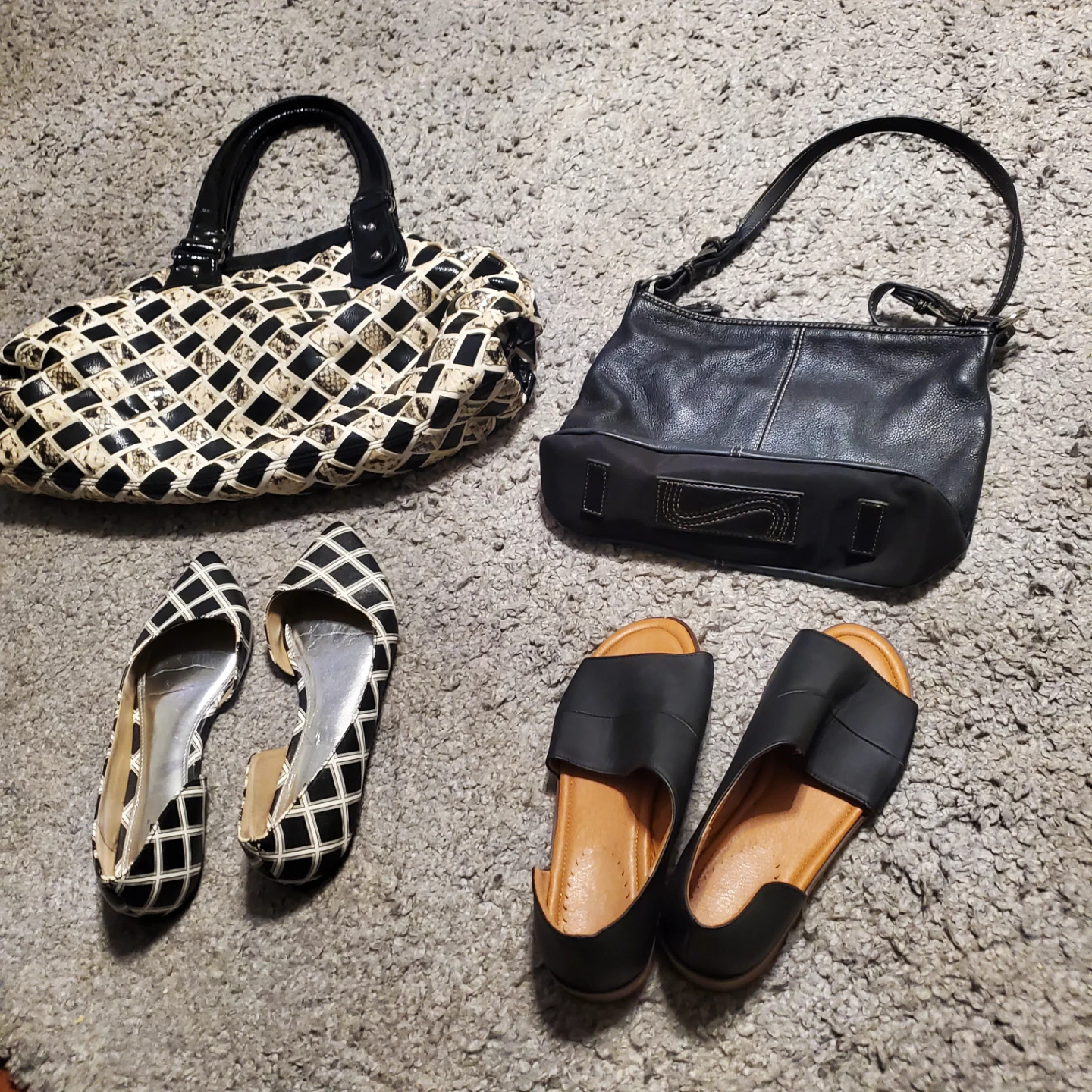 The Sak Black Leather Hobo Bag & Silver/Black Flats
