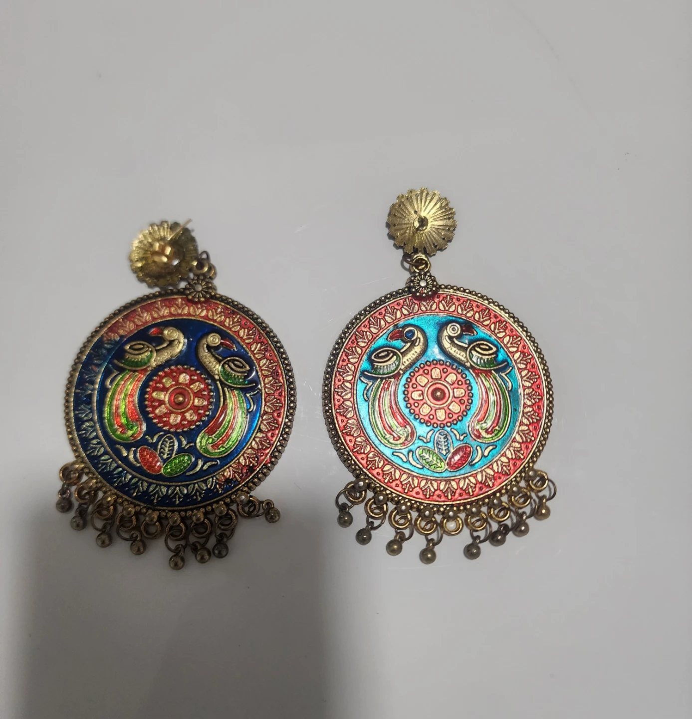 Round Peacock Design Earrings