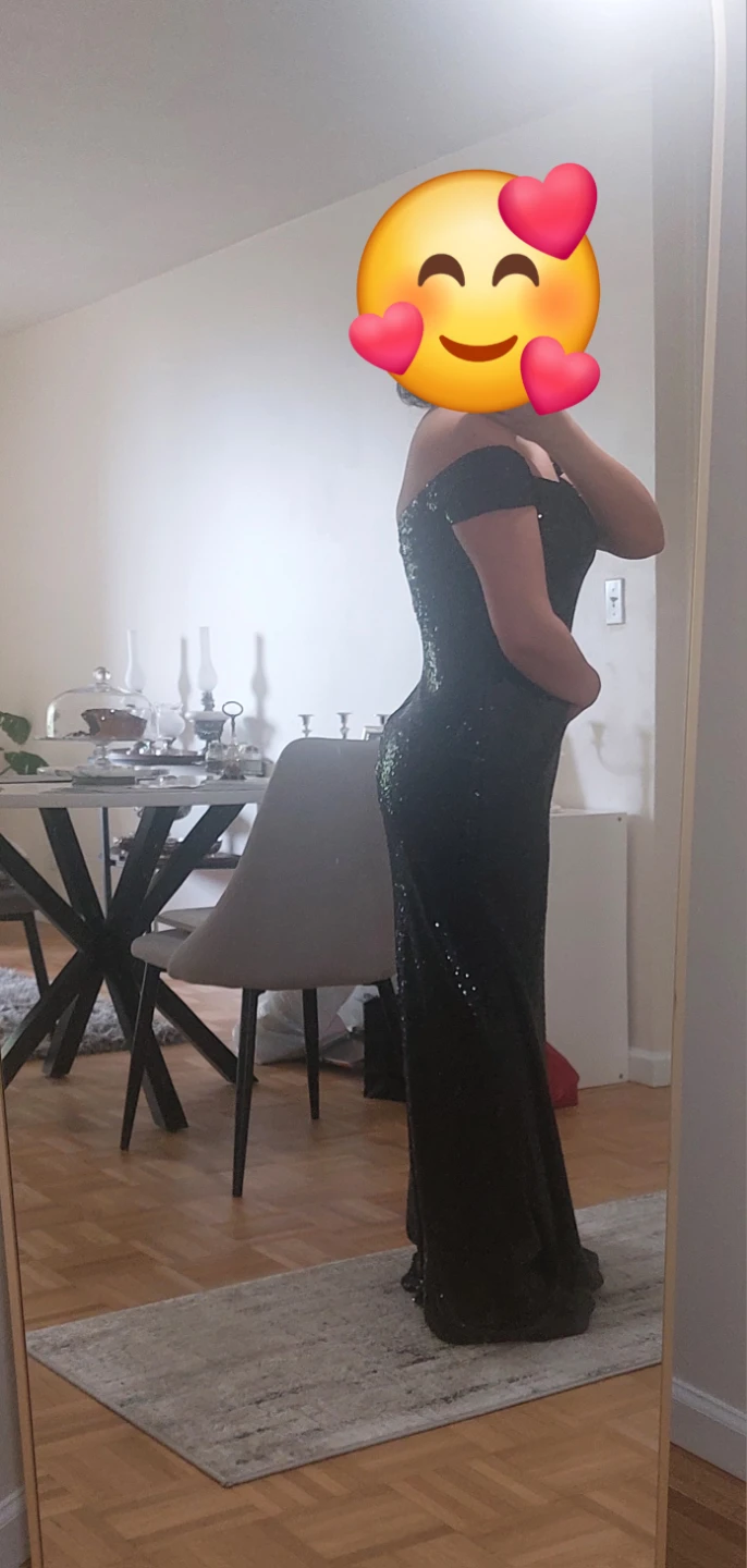 Sparkly Black Off-the-Shoulder Formal Dress - photo 3