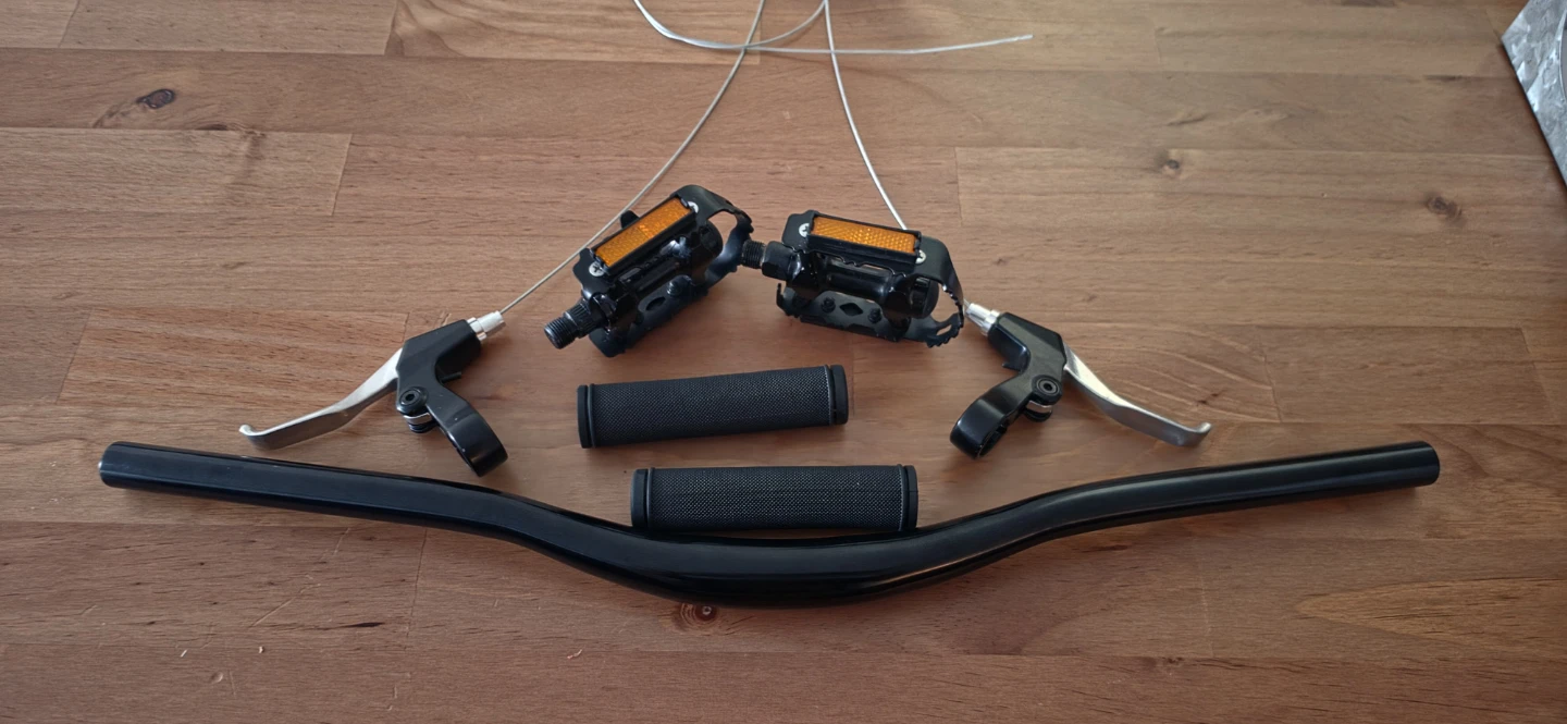 Bike Handlebars, Pedals, and Grips Set