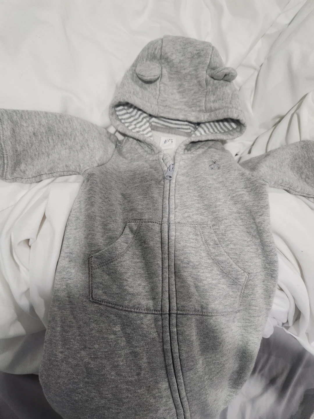 Baby Gap Grey Bear Hooded Footed Pajamas