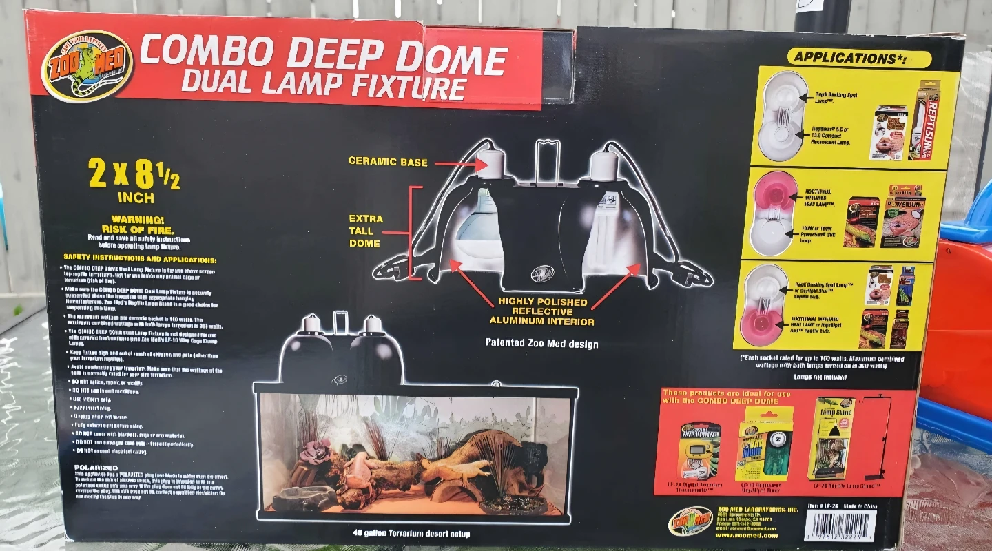 🍃 Zoo Med Combo Deep Dome Dual Lamp Fixture - photo 3