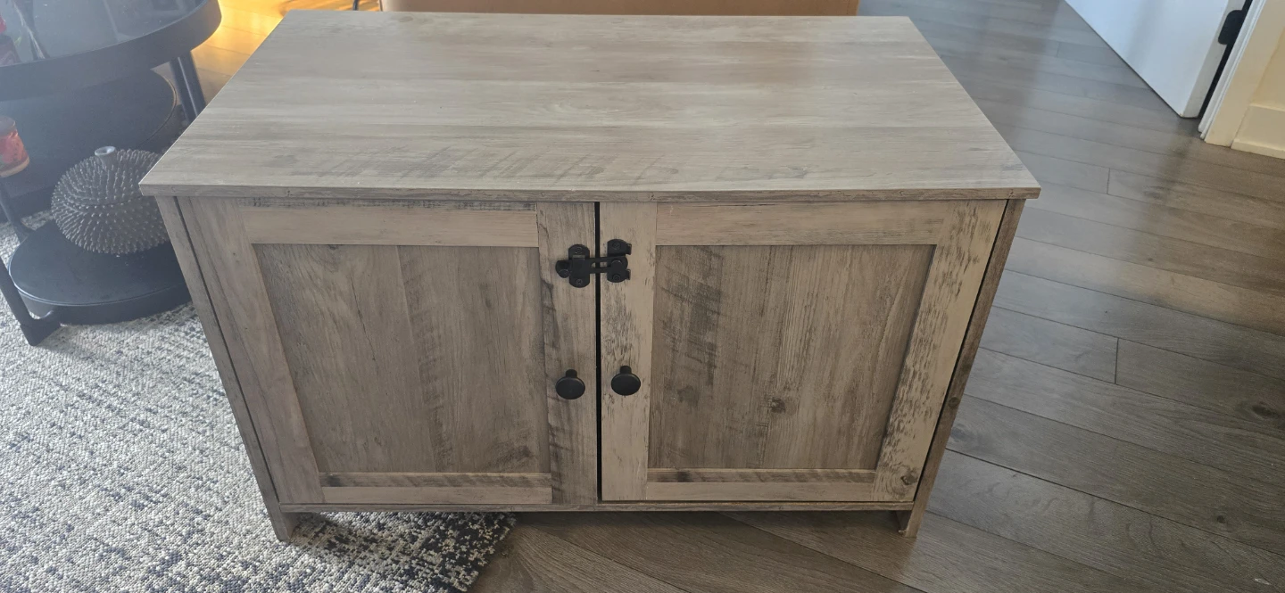 Enclosed Cat Litter Box Furniture - Gray Oak