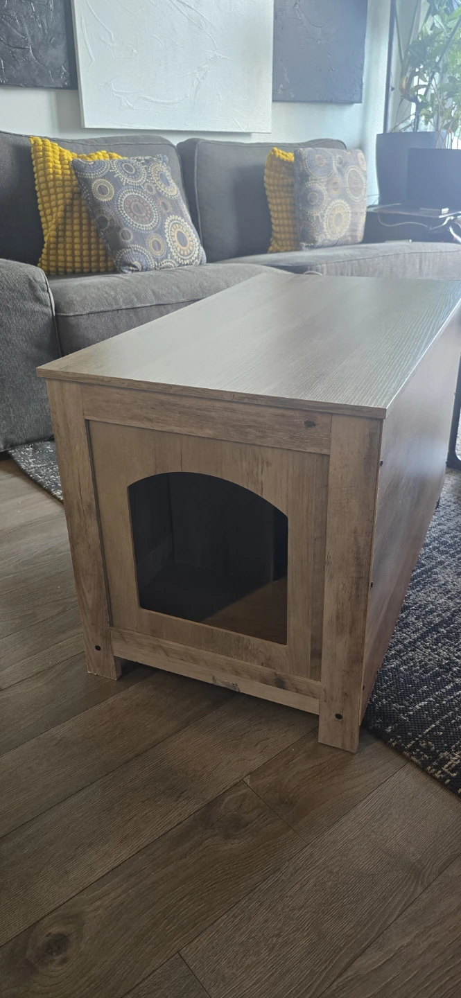 Enclosed Cat Litter Box Furniture - Gray Oak - photo 2
