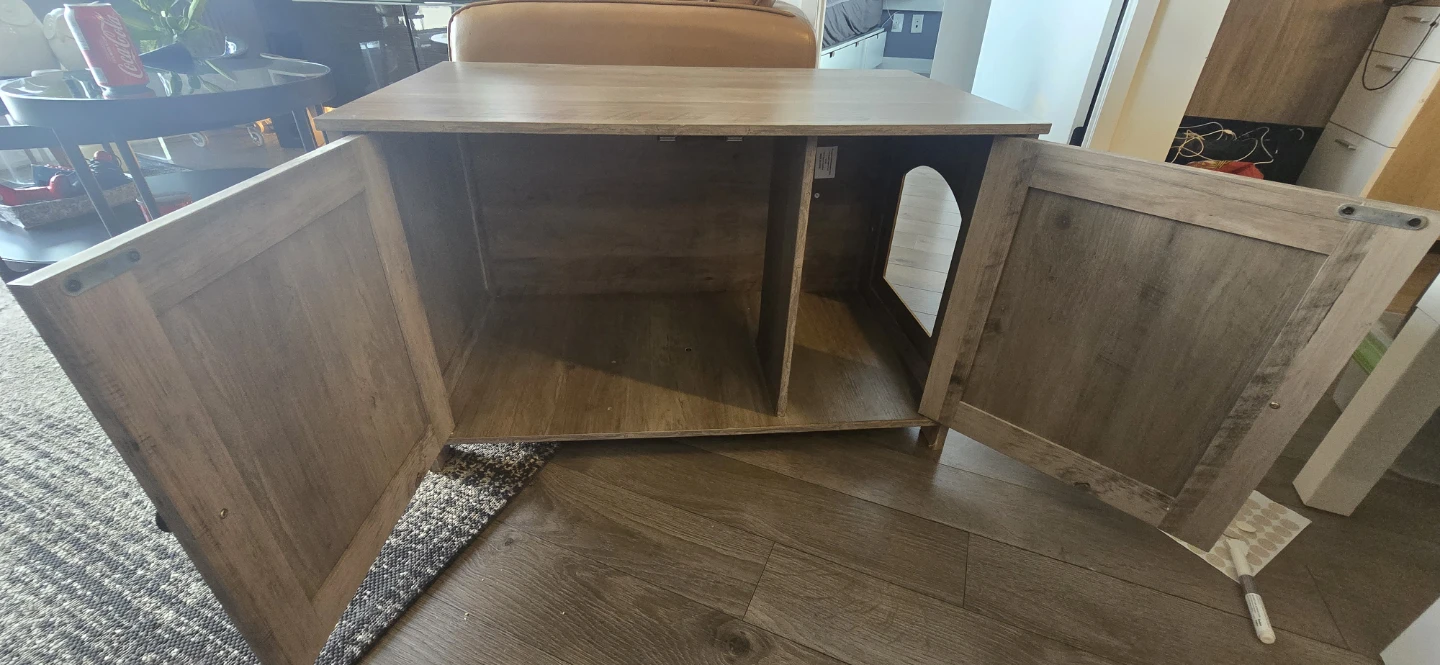 Enclosed Cat Litter Box Furniture - Gray Oak - photo 4