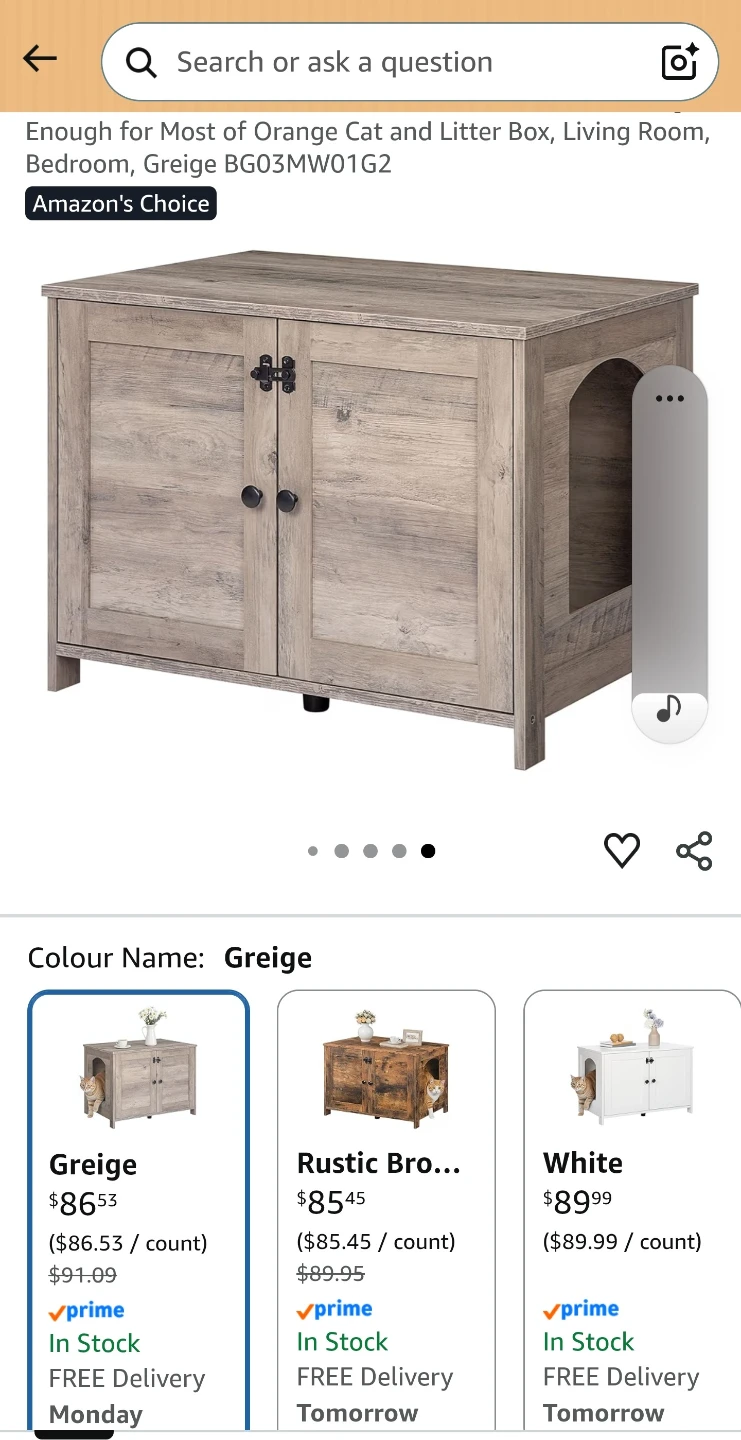 Enclosed Cat Litter Box Furniture - Gray Oak - photo 5