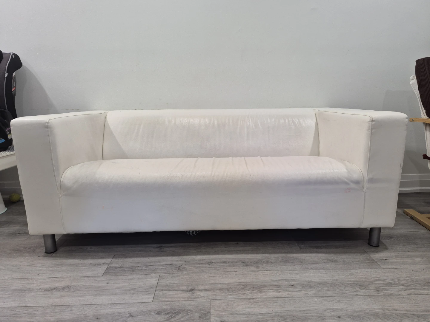 White Faux Leather Loveseat - photo 2