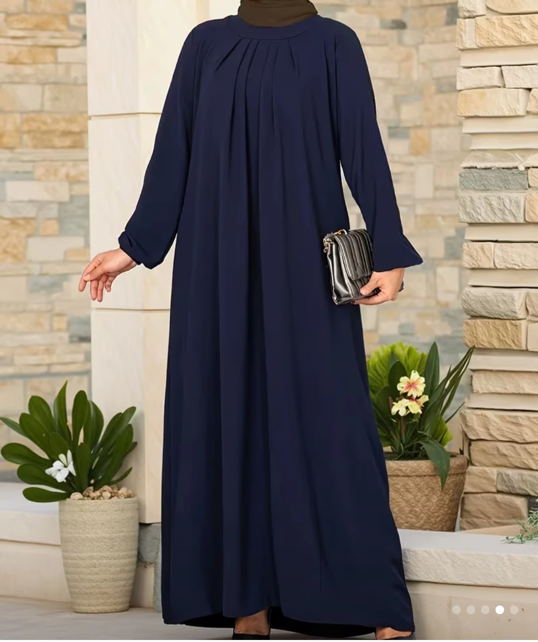 Navy Blue Pleated Abaya Dress XL