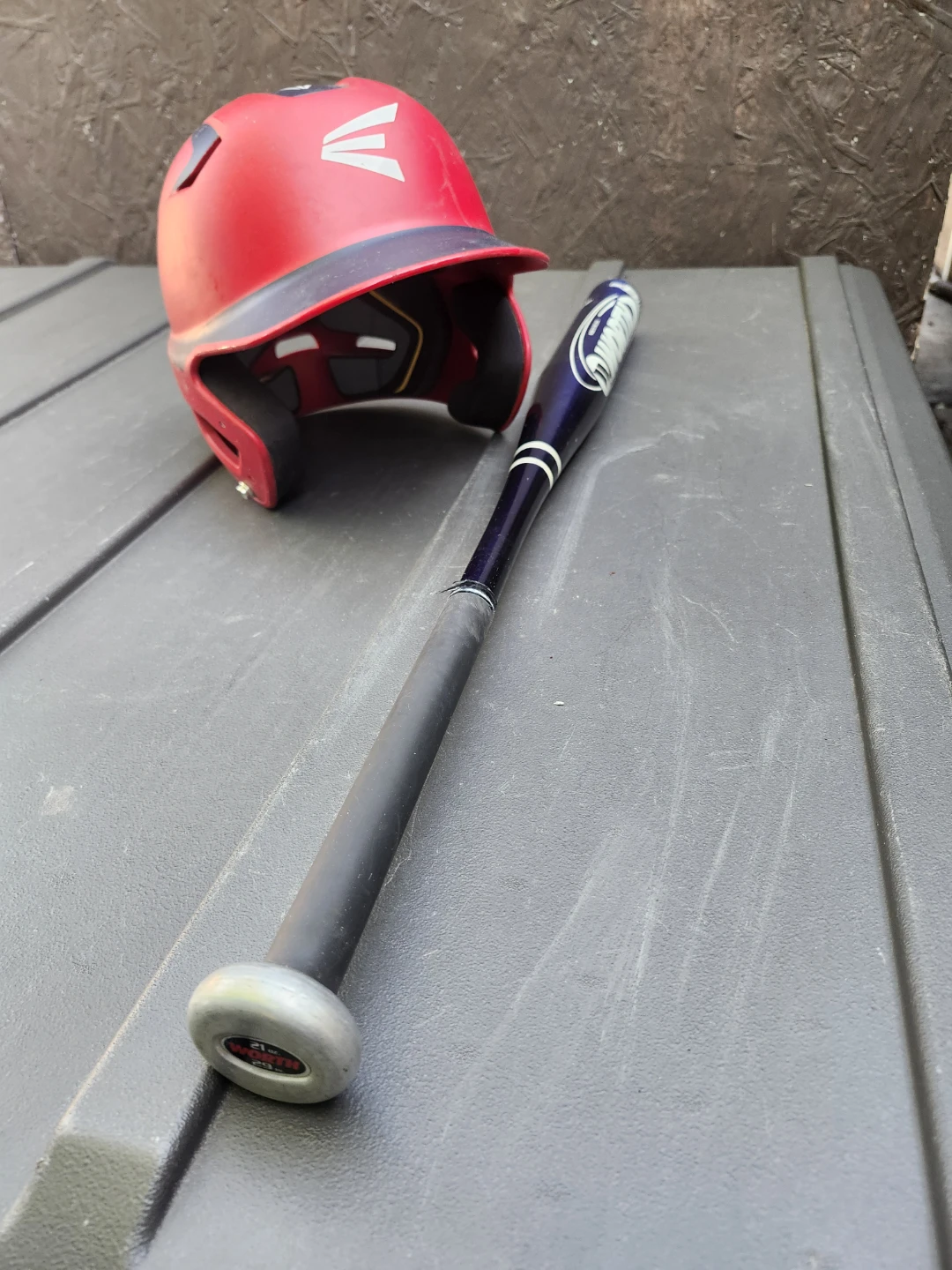 Easton Red Baseball Batting Helmet & Worth Bat - photo 3