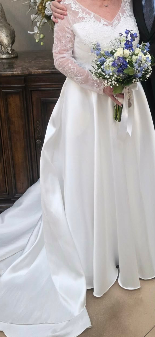 White Wedding Dress with Lace Sleeves
