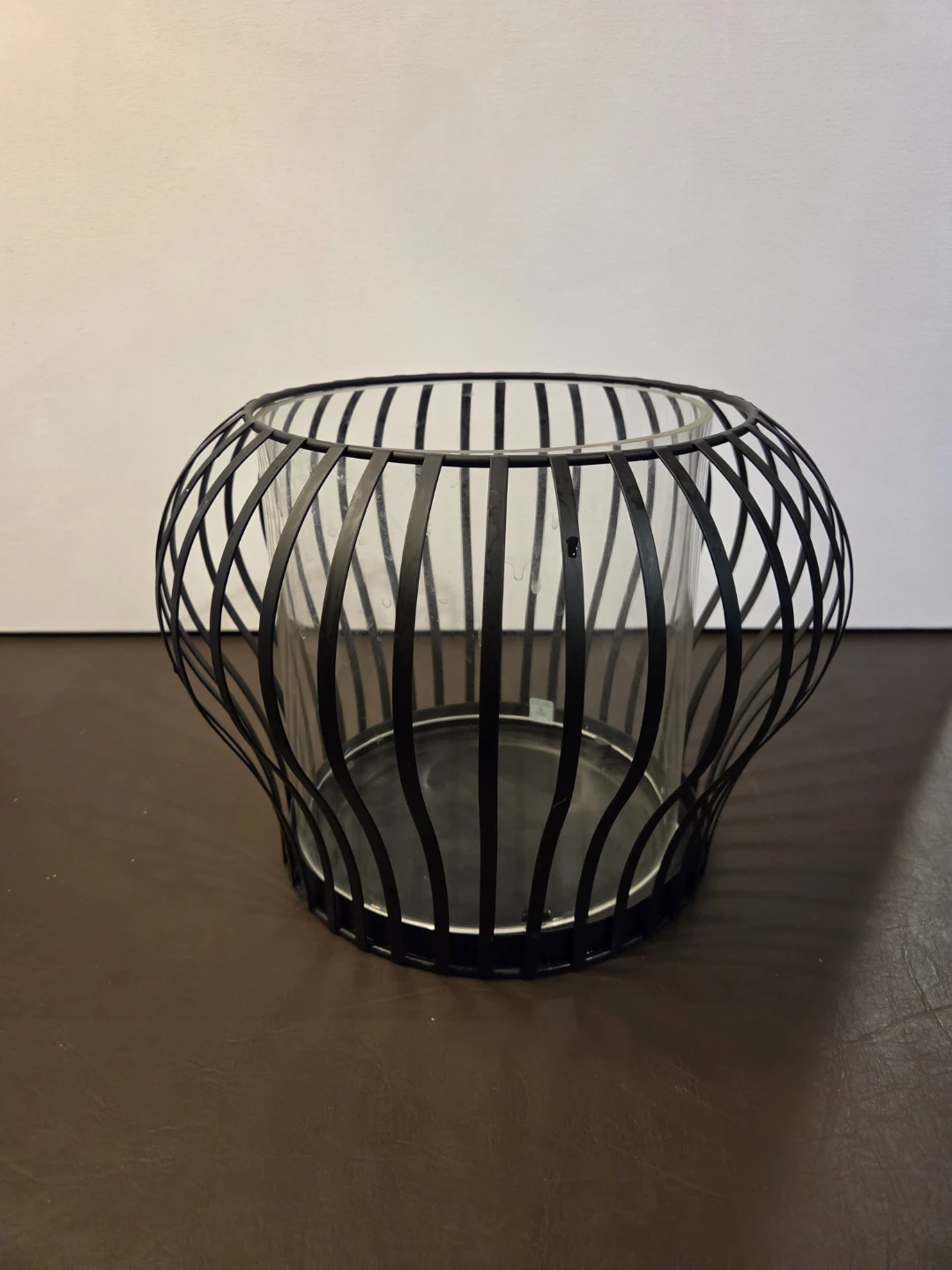 PartyLite Black Metal Lantern with Glass Insert