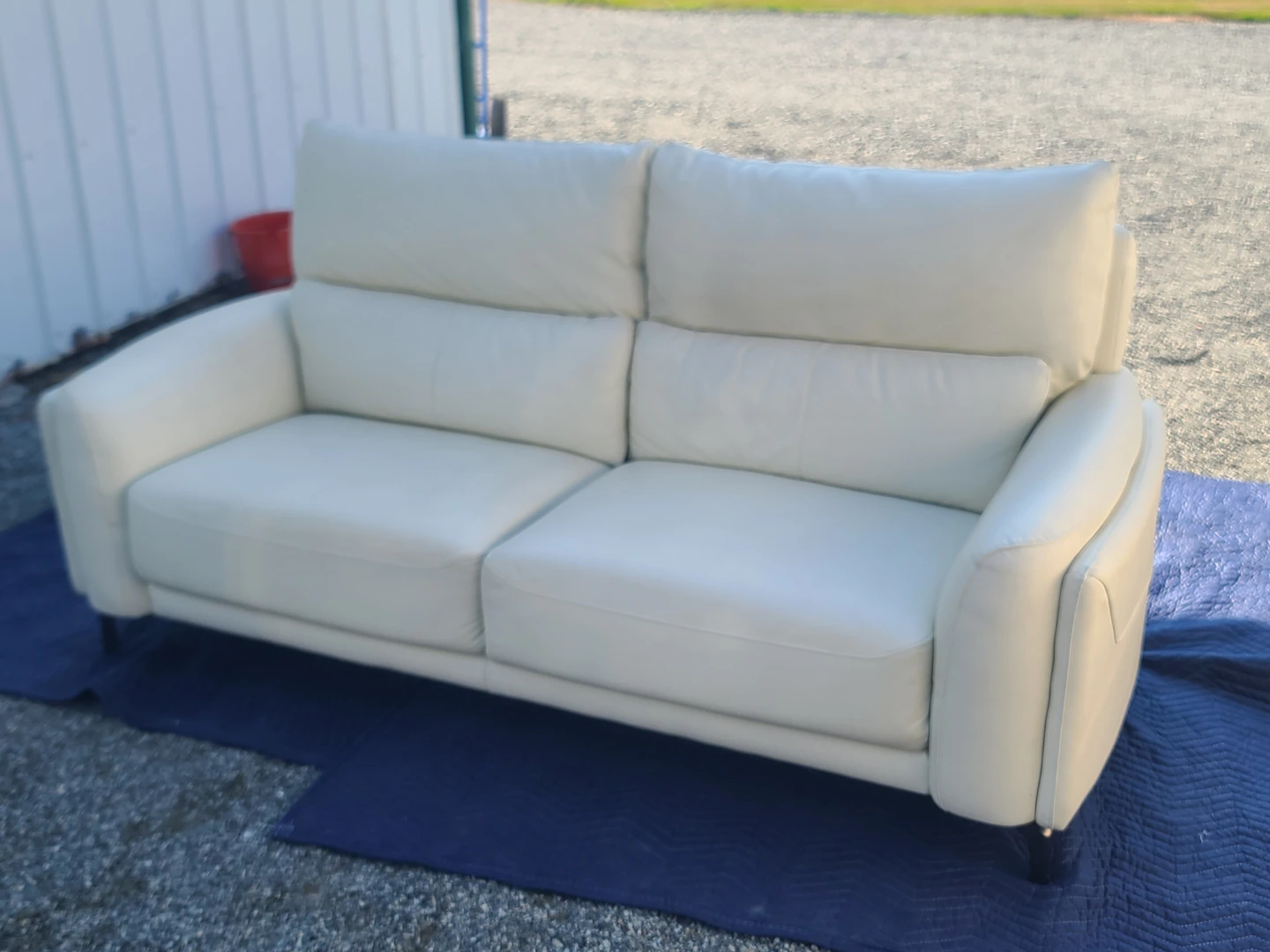White Leather Loveseat Sofa