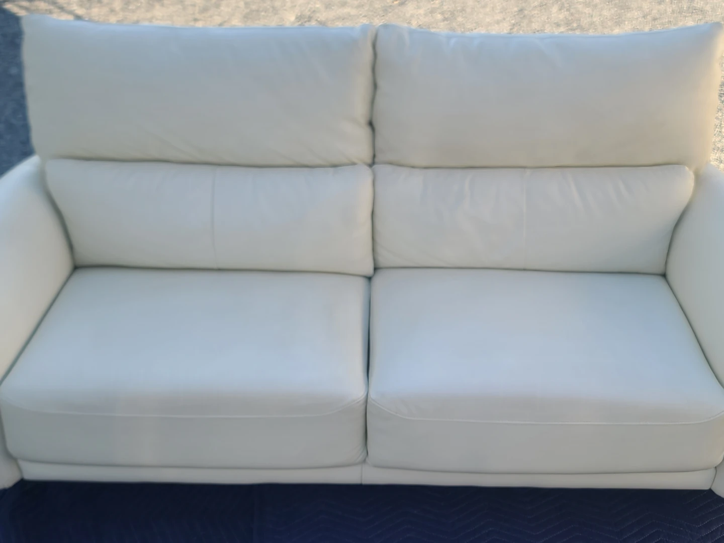 White Leather Loveseat Sofa - photo 3