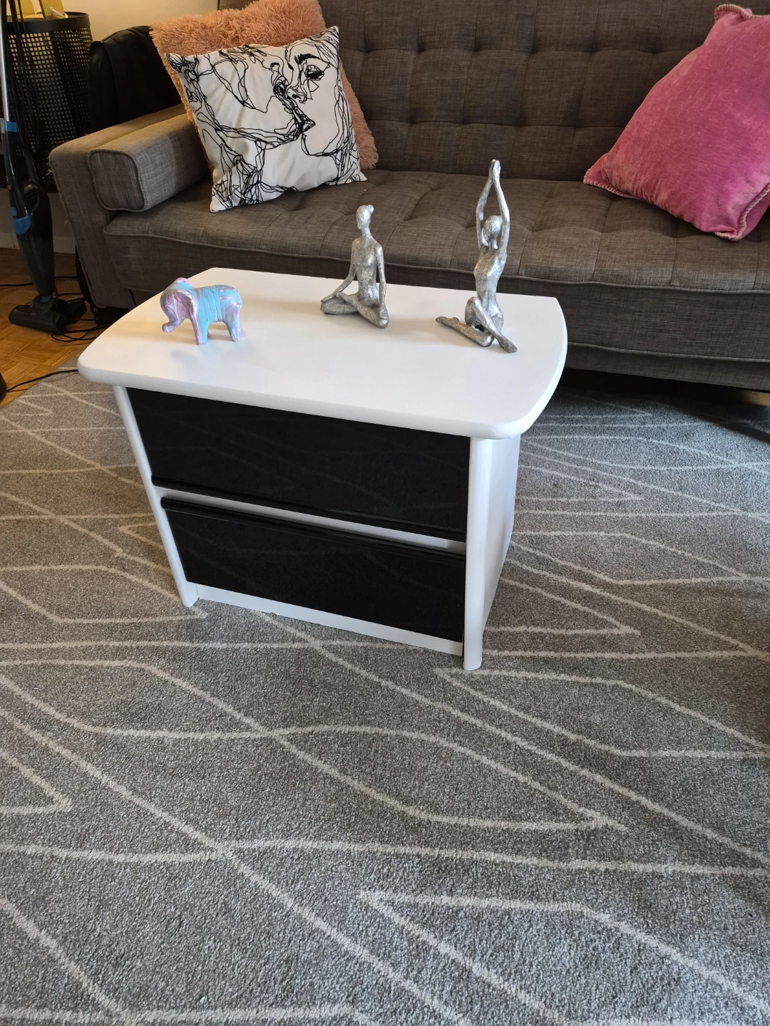 White and Black 2-Drawer Side Table / Nightstand - photo 3
