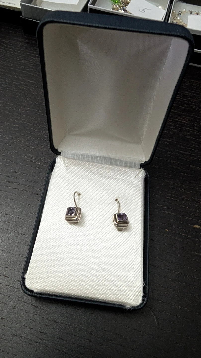Vintage Sterling Silver Amethyst Earing