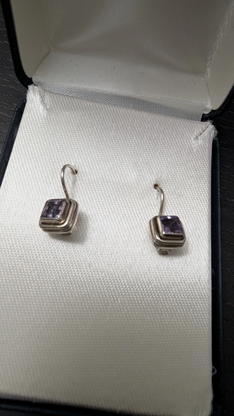 Vintage Sterling Silver Amethyst Earing - photo 2