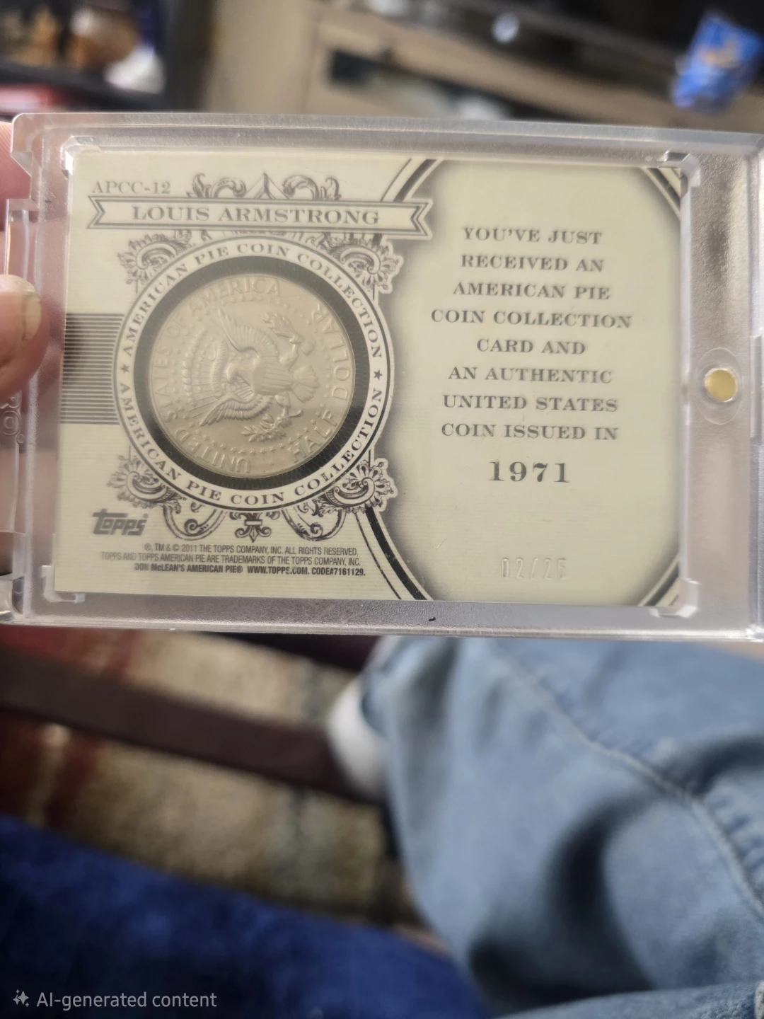 Topps Louis Armstrong 1971 Half Dollar Coin Card - photo 2