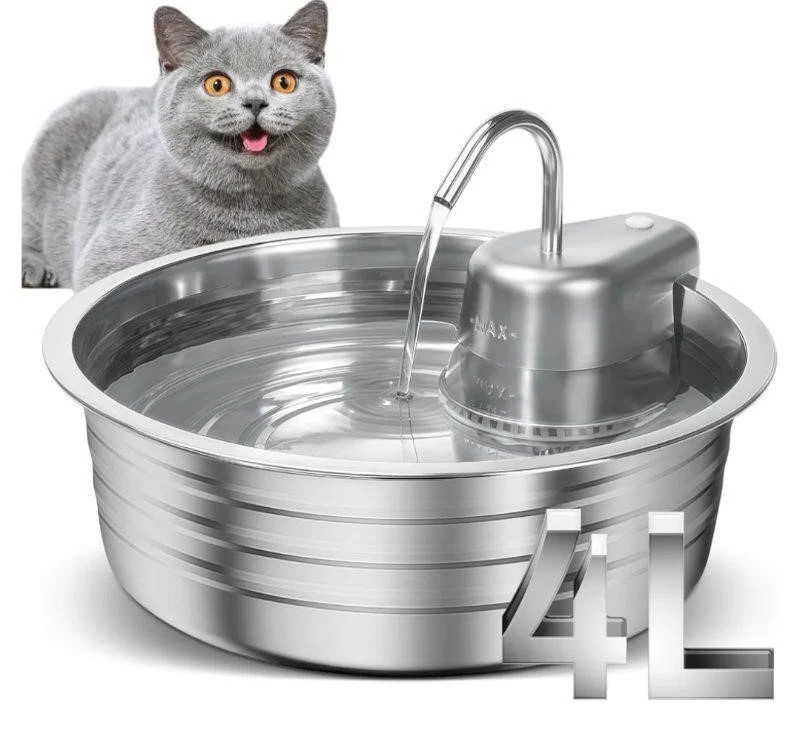 4L Stainless Steel Pet Water Fountain