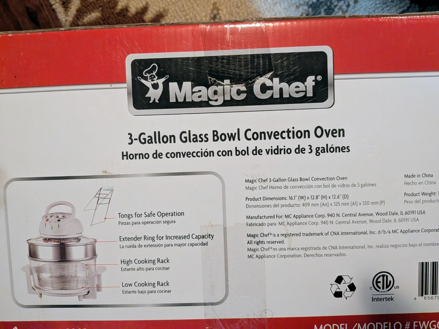 Magic Chef 3-Gallon Glass Bowl Convection Oven EWGC12W3 - photo 3