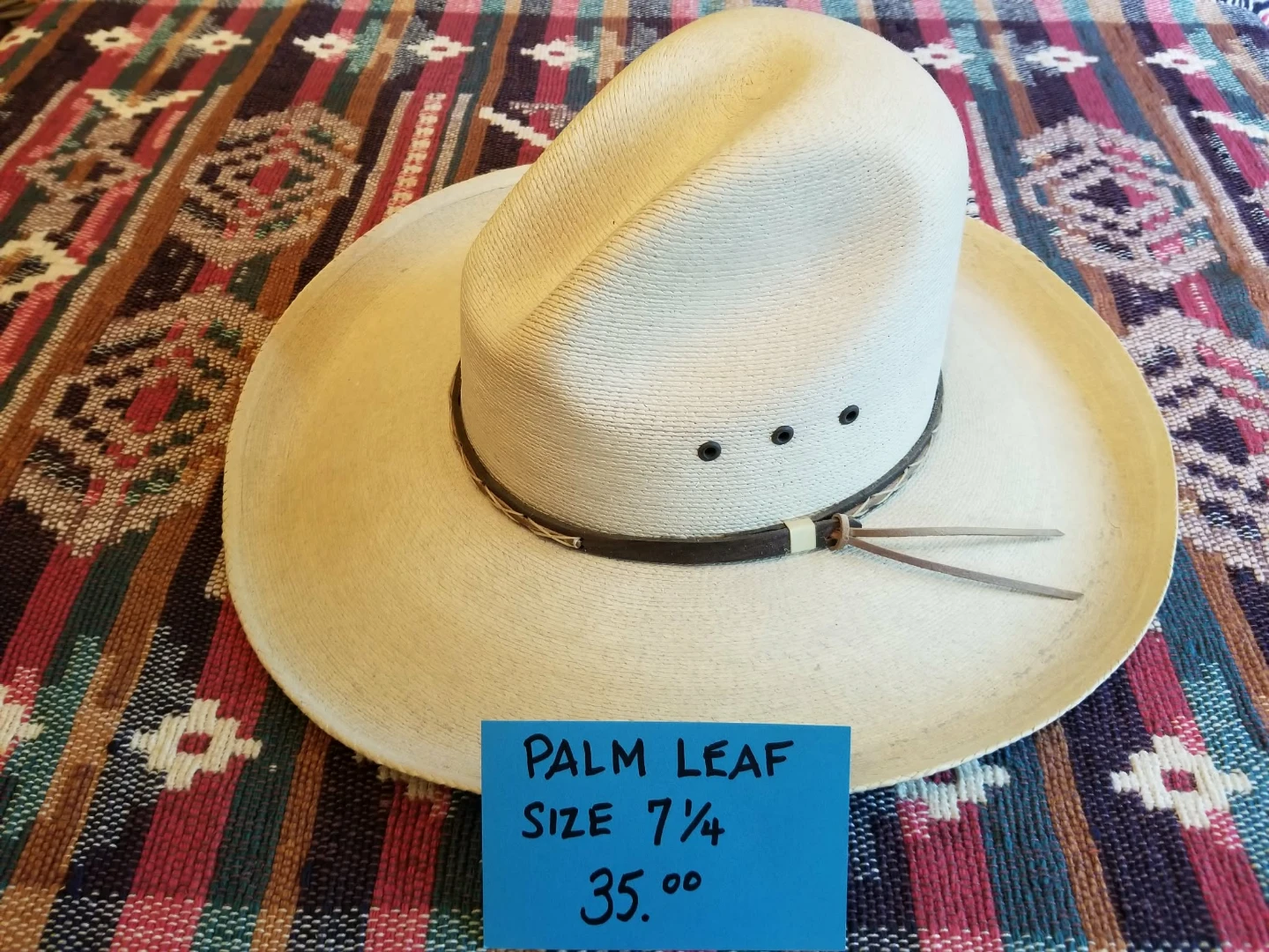 Mens Size 7 1/4 Mexican Palm leaf cowboy hat waterproof