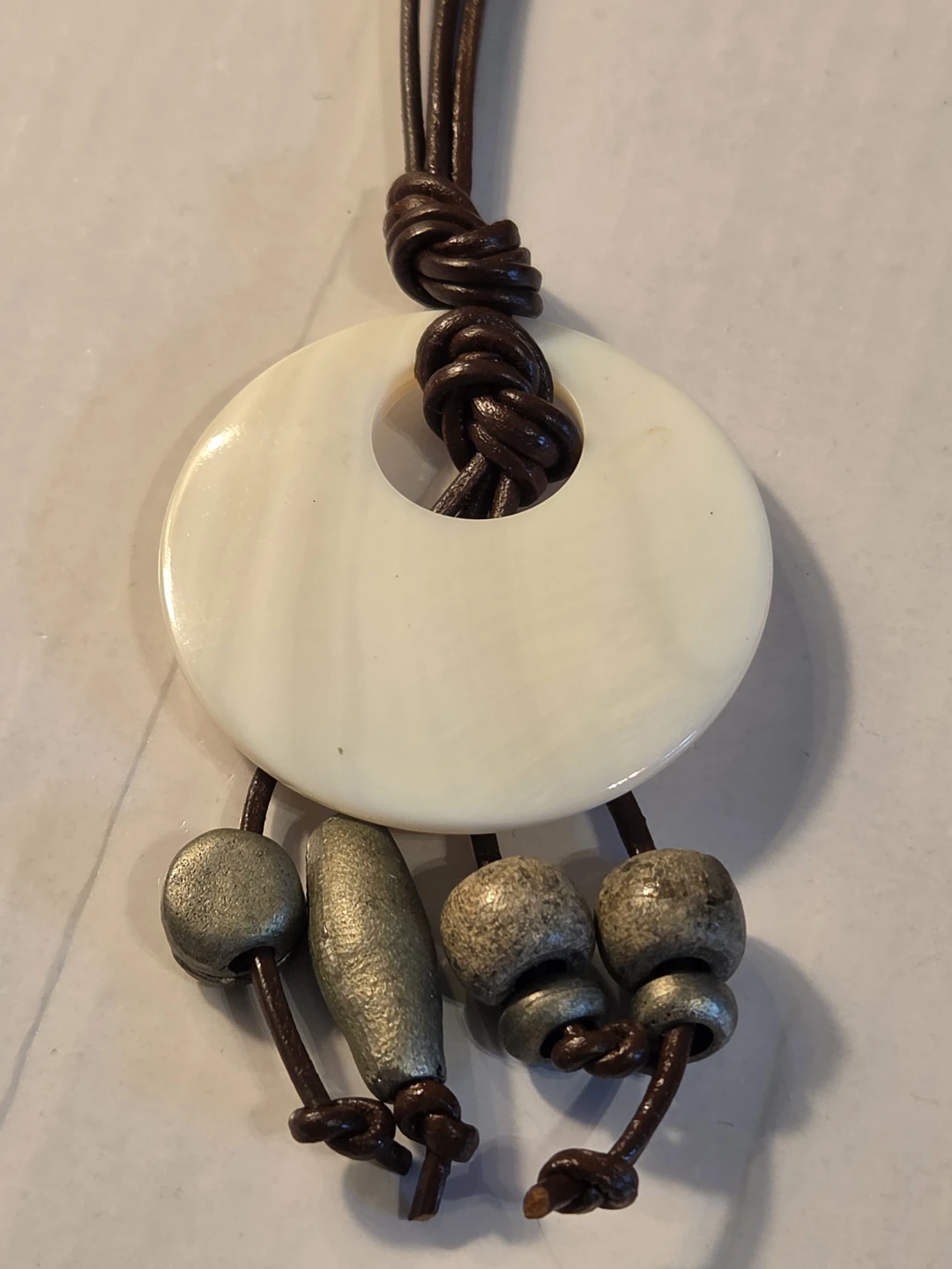 Boho Leather Necklace with Shell Pendant - photo 4