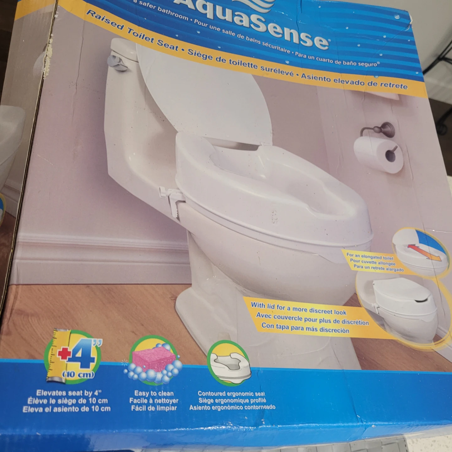 AquaSense Raised Toilet Seat with Lid