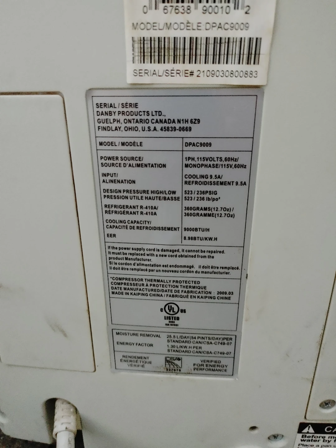 Danby DPAC9009 Portable Air Conditioner - photo 3