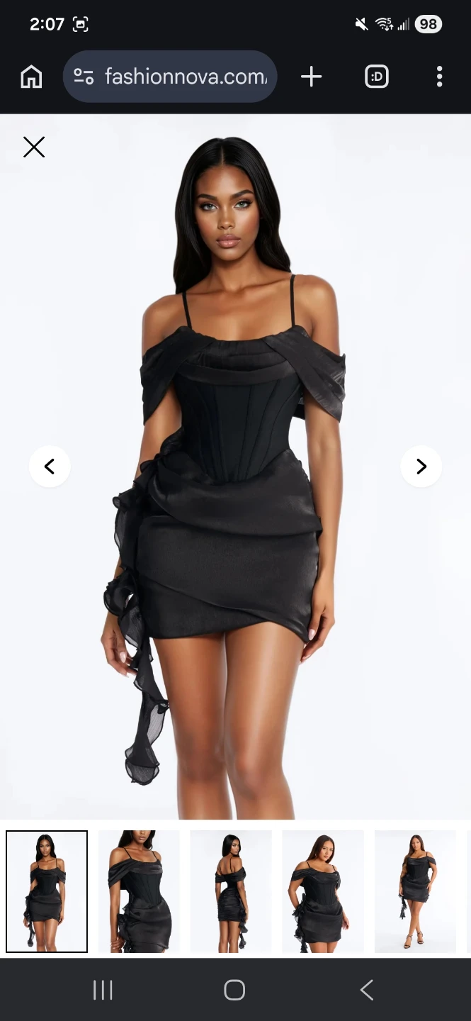 Fashion Nova  Draped Mini Dress - Black