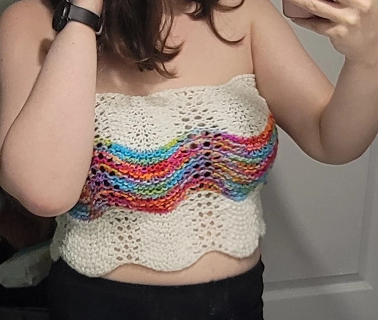Hand-knitted rainbow pride tube top! - photo 2