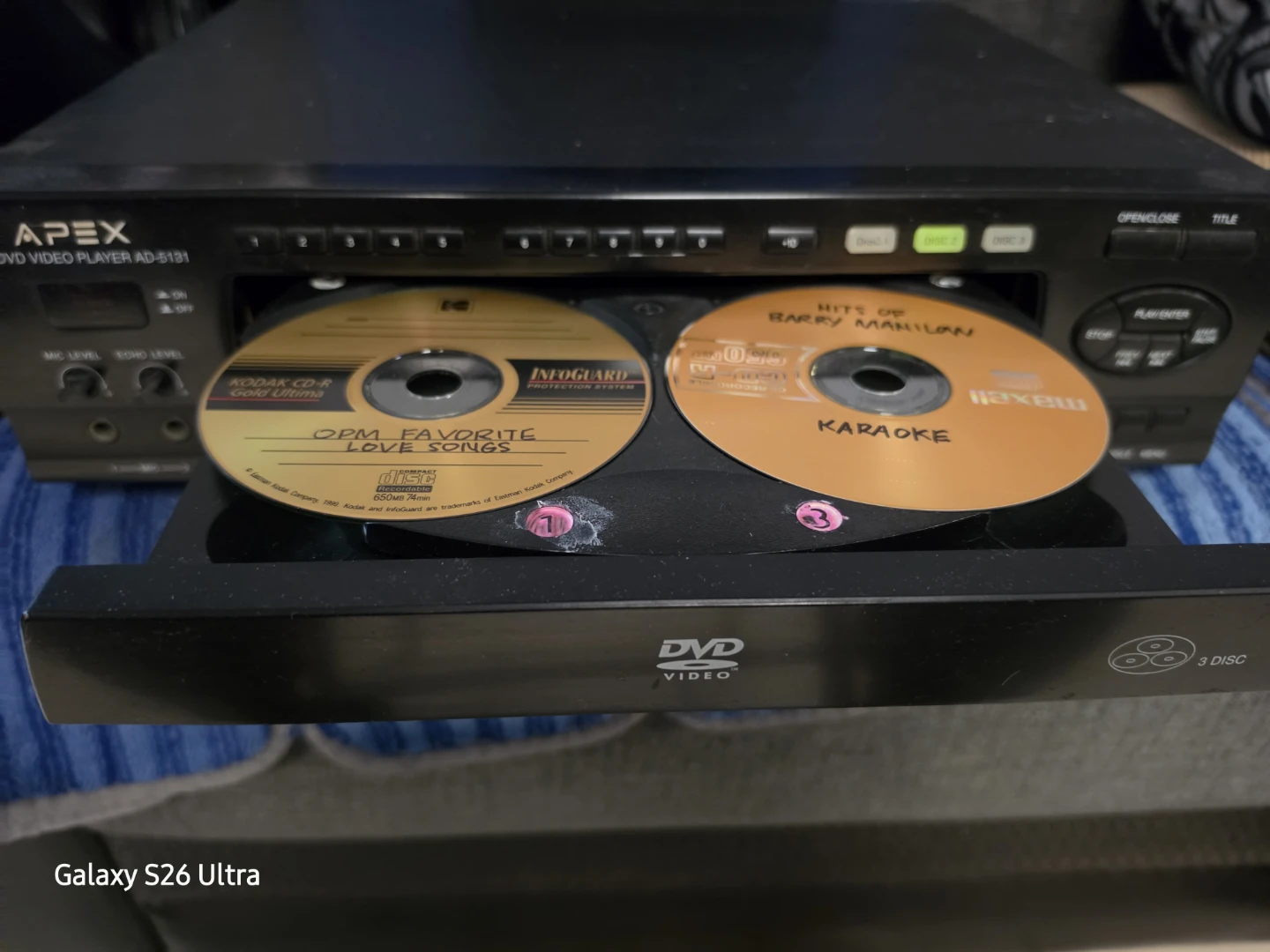 Apex AD-5131 3-Disc DVD Video Player Karaoke Tested Works - photo 4