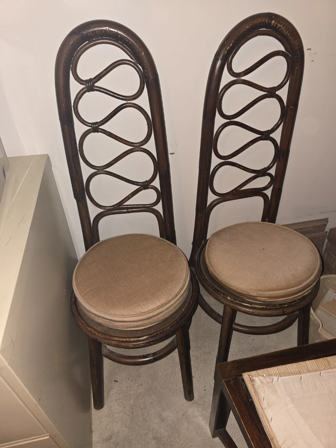 Pair of Vintage Wicker Dining Chairs