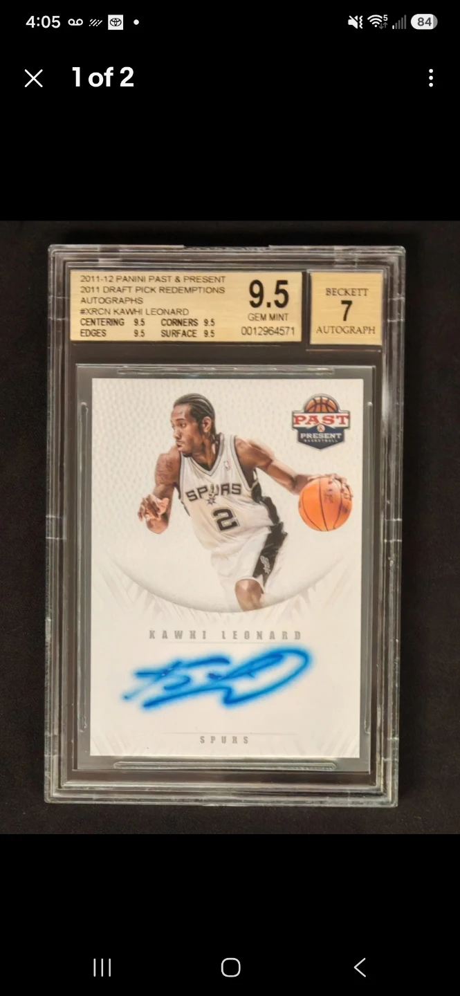Panini Past & Present Kawhi Leonard Autograph Card #14 BGS 9.5