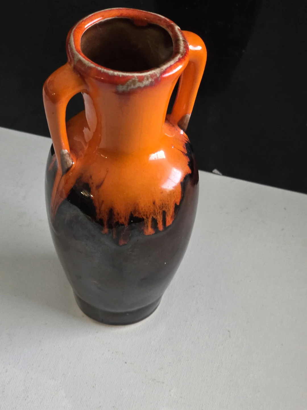 Orange and Brown Drip Glaze Ceramic Vase - photo 2