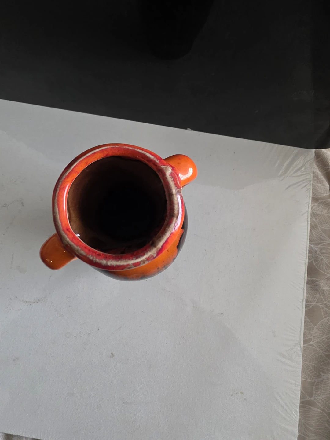 Orange and Brown Drip Glaze Ceramic Vase - photo 3