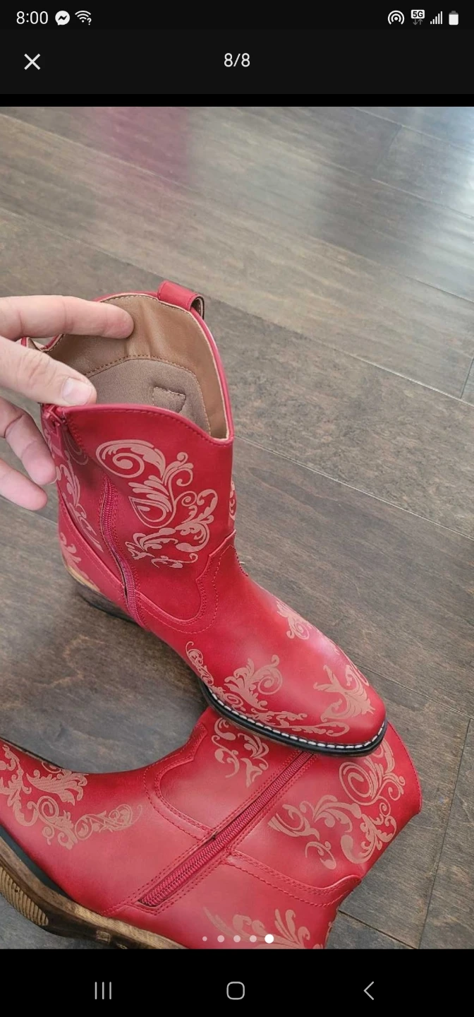 Women's Cowboy Cowgirl Western Ankle Boots Low Chunky ... - photo 5