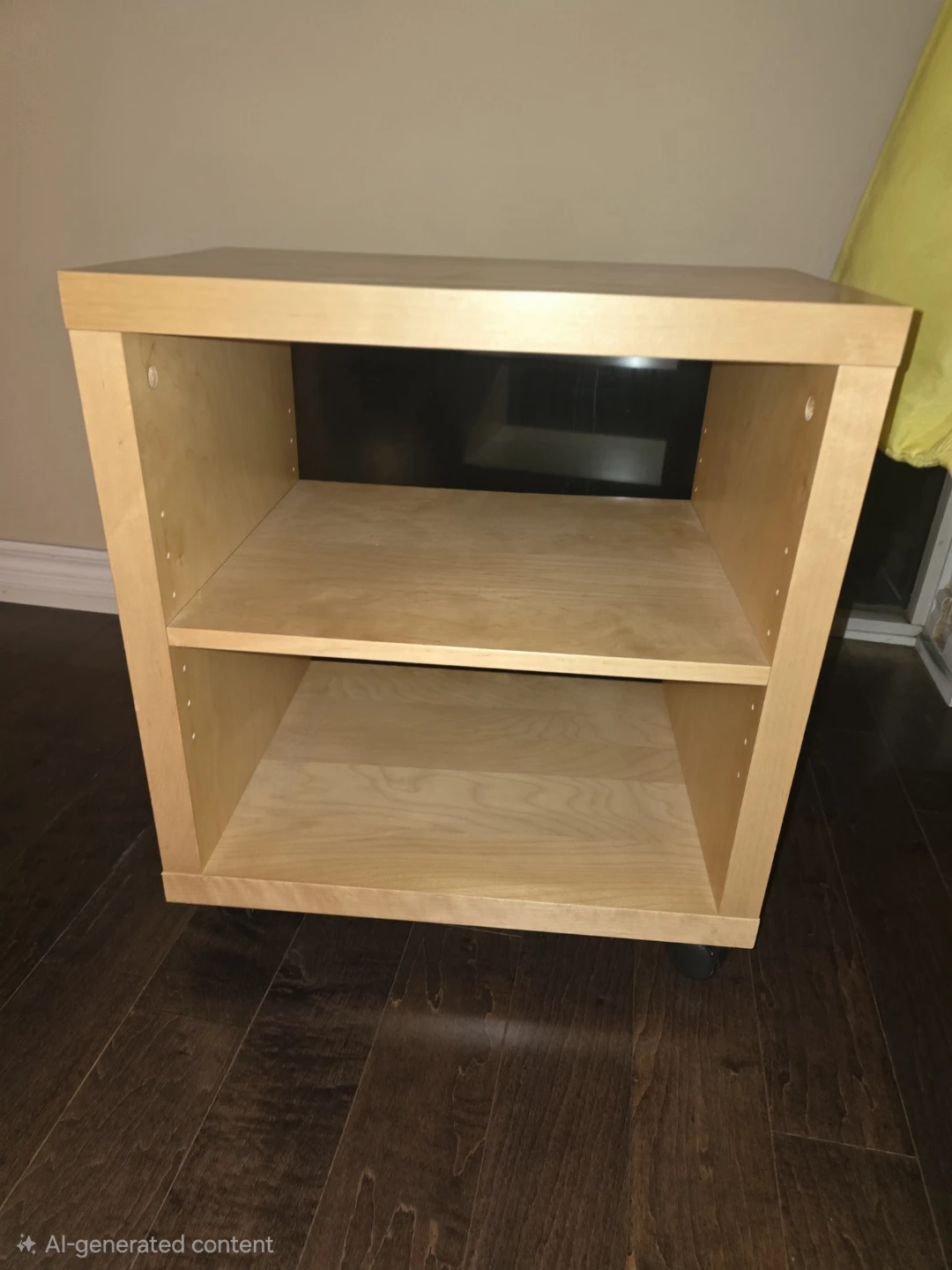 Maple veneer cube shelf with wheels