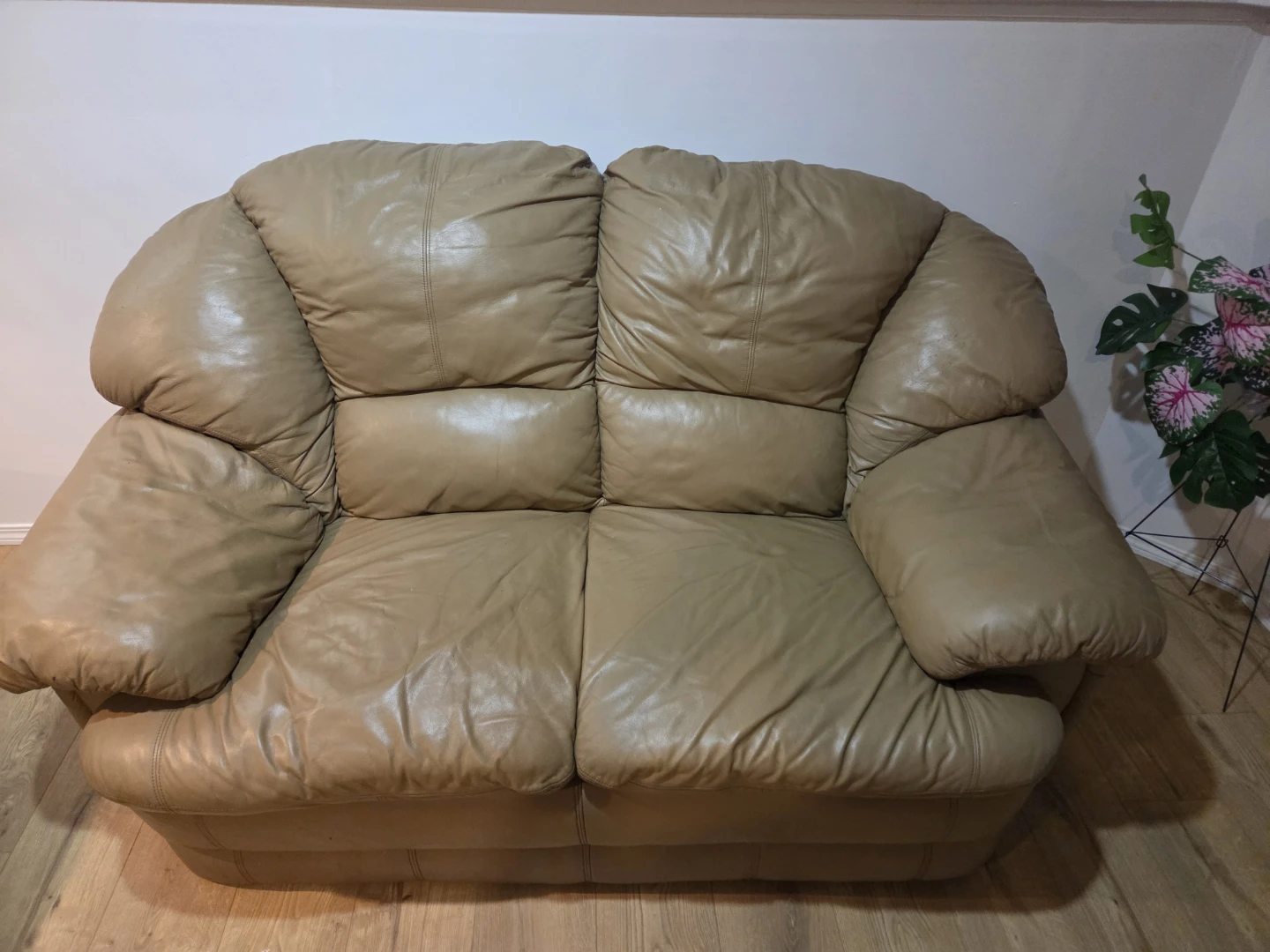 Tan Leather 3-Seater Sofa & love-seat - photo 2