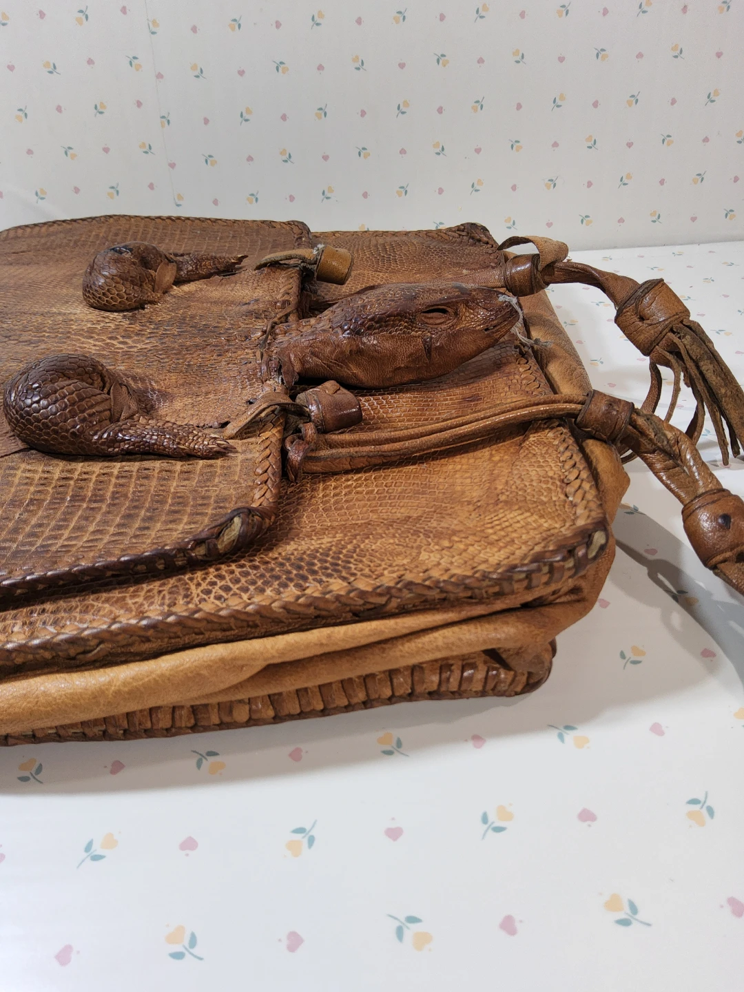 VTG 60s Taxidermy Alligator Head Crossbody Shoulder bag  Purse - photo 4