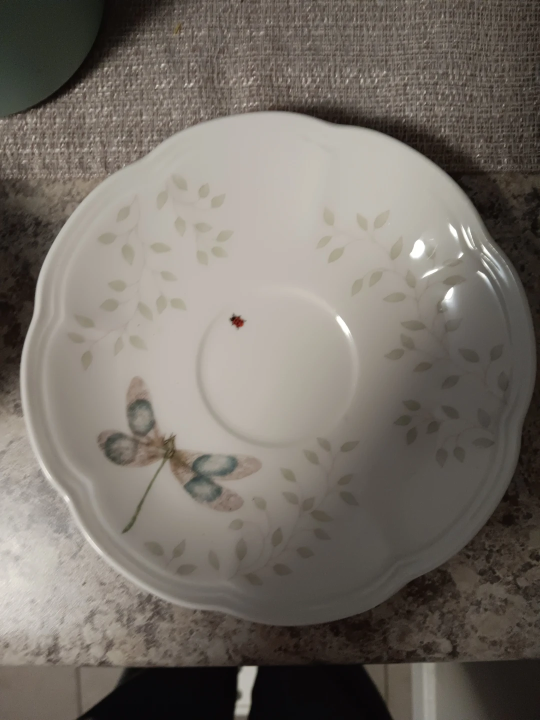 White Teacup and Saucer Set of 6with Butterfly and Bee Design