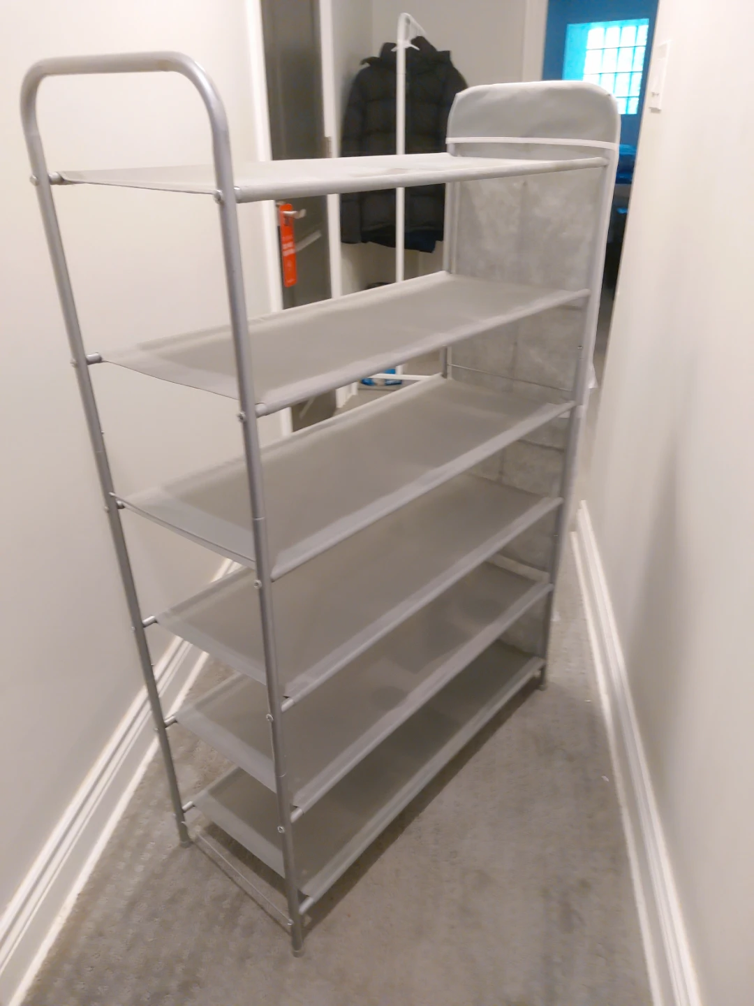 Grey 5-Tier Shoe Rack with Side Pockets - photo 3