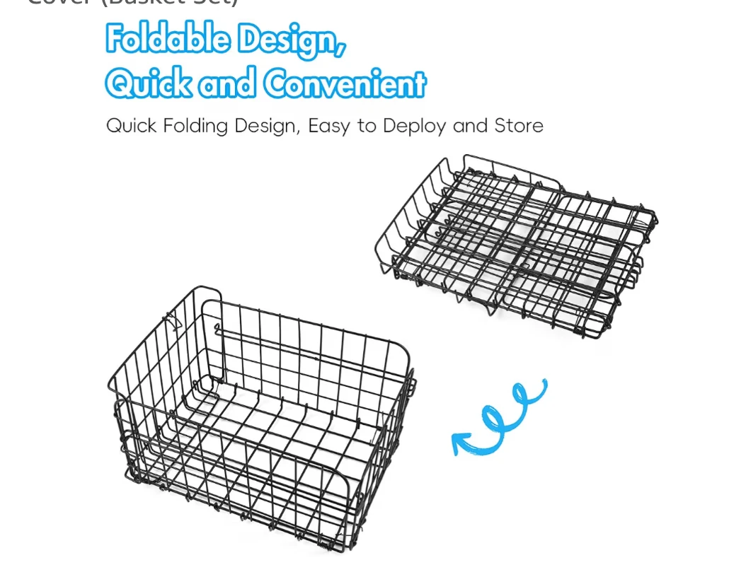 Foldable Bike Cargo Basket with Rainproof Cover and Cargo Net - photo 4